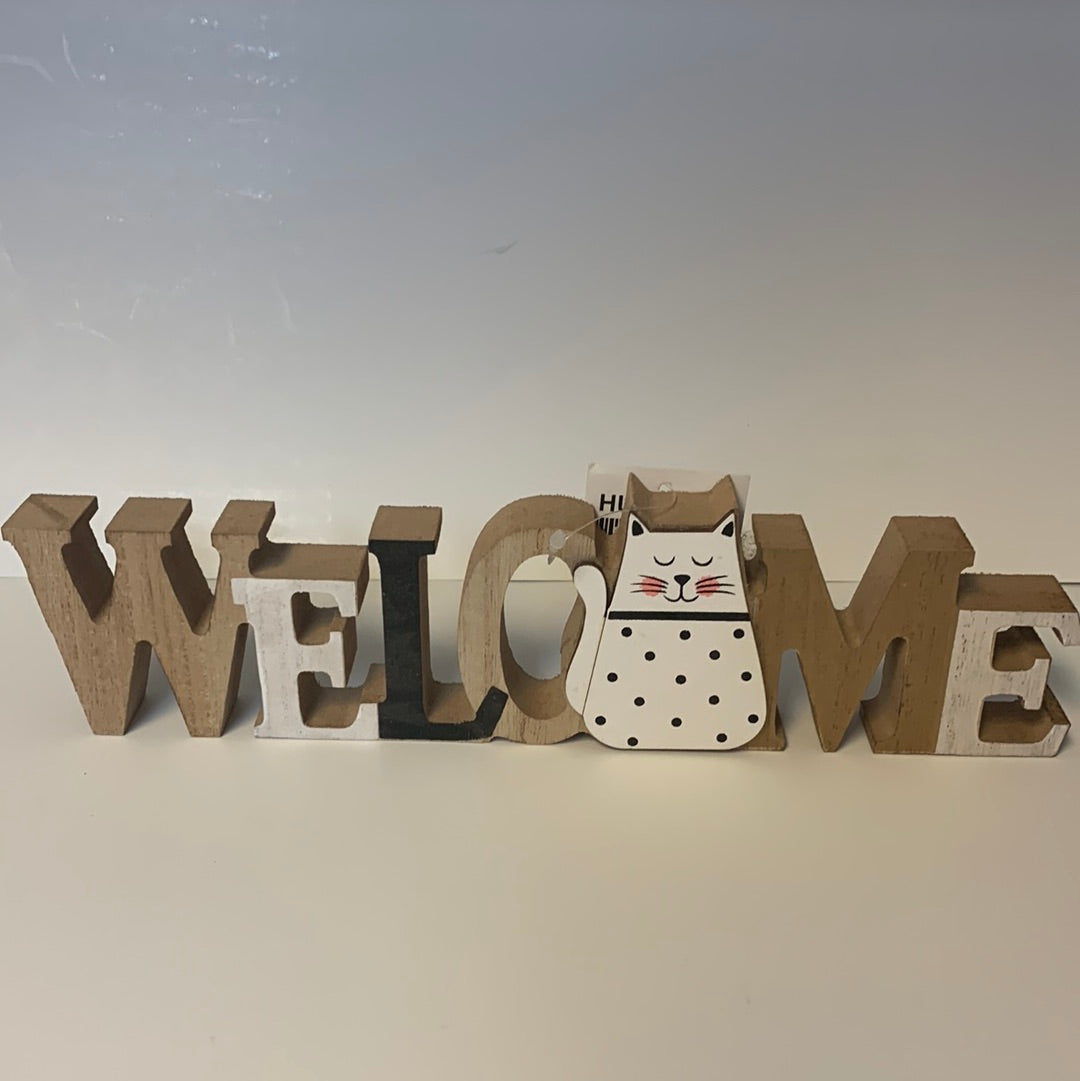 Welcome cat sign