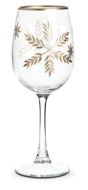 Stemmed Gold Snowflake Wineglass